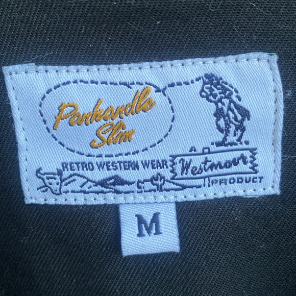 Men's Medium Panhandle Slim Retro Embroidered Western Snap Shirt Black White - Picture 3 of 9